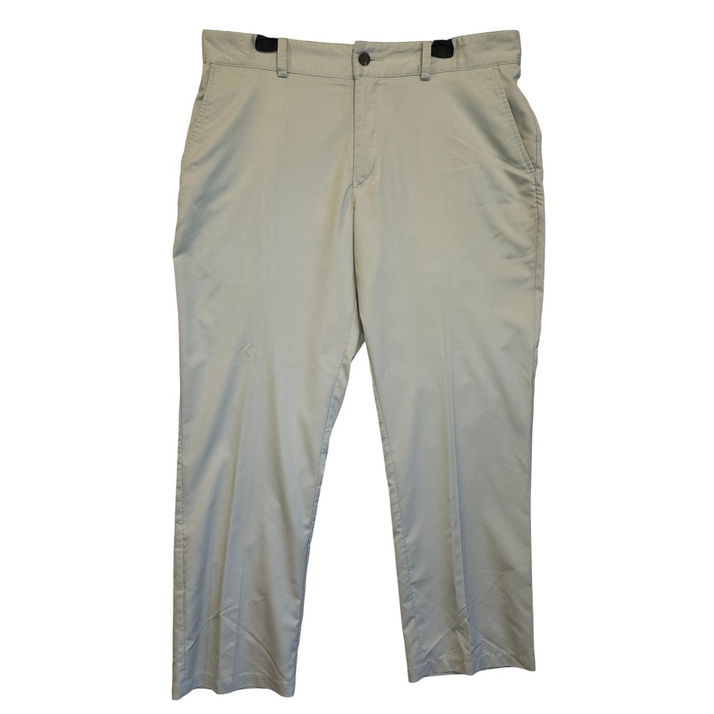 Adidas Golf Performance Chino Pants Tan Khaki Mens 38x32 Flat‎ Front Stretch
